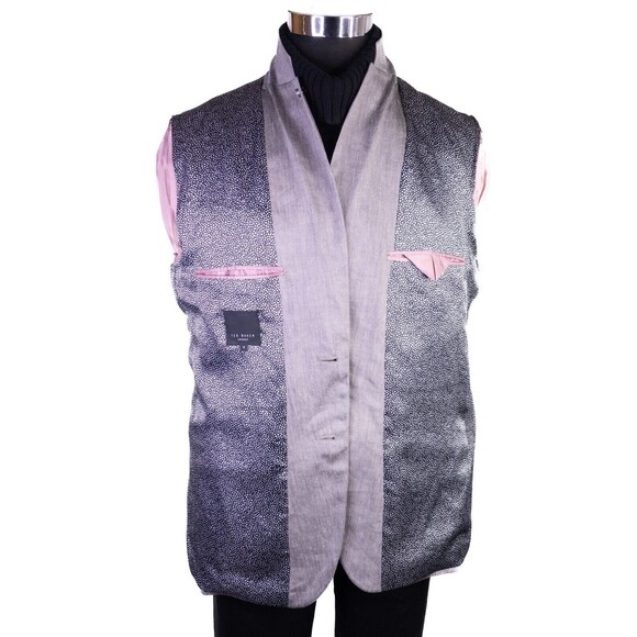 Ted Baker London Blazer Mens 5 / 42L Lining Gray Sport Coat Jacket LINEN Bled - Picture 11 of 16